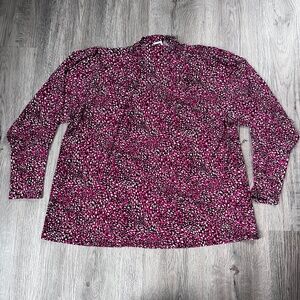 Anne Klein mock neck balloon sleeve abstract print blouse medium